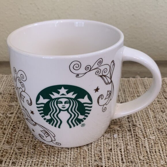 Starbucks Other - Starbucks Coffee Mug Cup White Holiday with Green Mermaid Siren Gold 2013